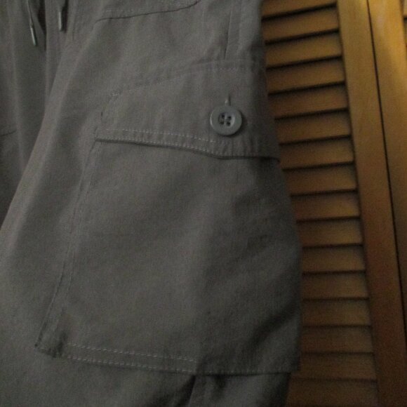 Wide leg capris dark gray pull on drawstring waist lots of pockets size XXL - Picture 5 of 9